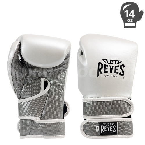 Reyes/レイジェス　トレーニング用ボクシンググローブ１４オンス　ダブルループ式　ホワイトパール×シルバー